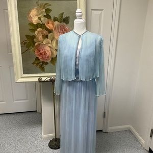 Vintage Baby blue pleated Chiffon dress
